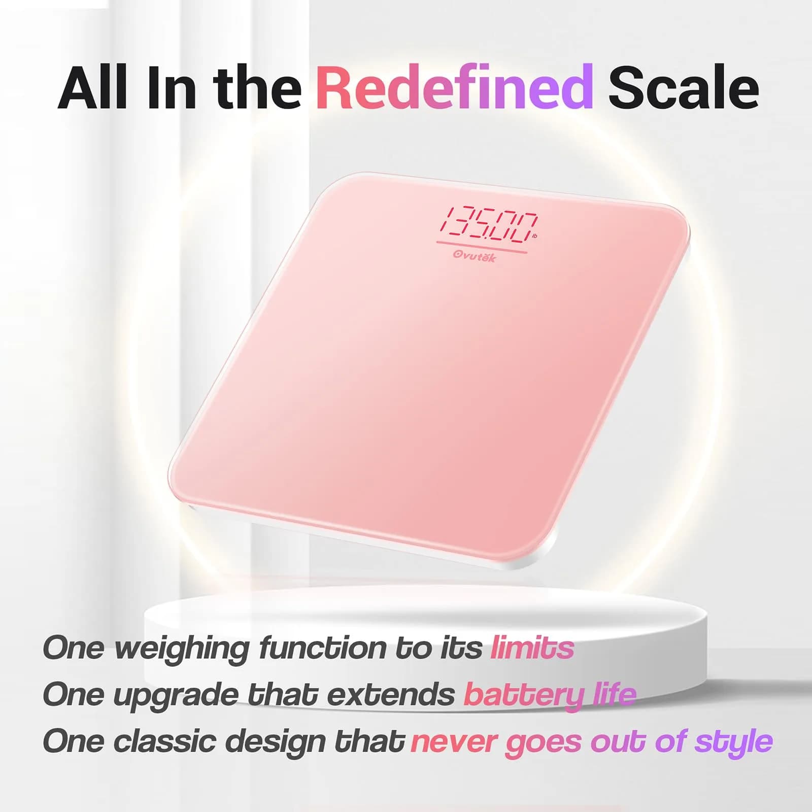 Ovutek Pink Digital Body Weight Scale 181 kg (400 lb) | FDA Approved, Accurate to 0.1 lb - view 2