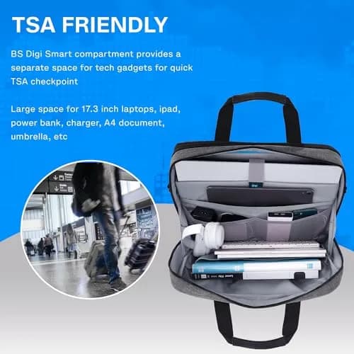 BAGSMART 17.3 Inch Expandable Laptop Briefcase | Water-Resistant Business Travel Bag thumbnail 4