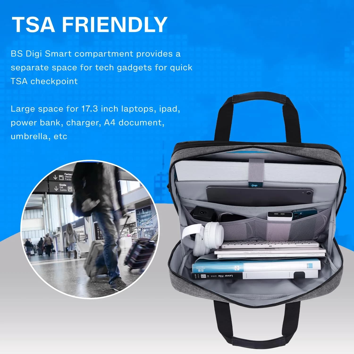 BAGSMART 17.3 Inch Expandable Laptop Briefcase | Water-Resistant Business Travel Bag - view 4