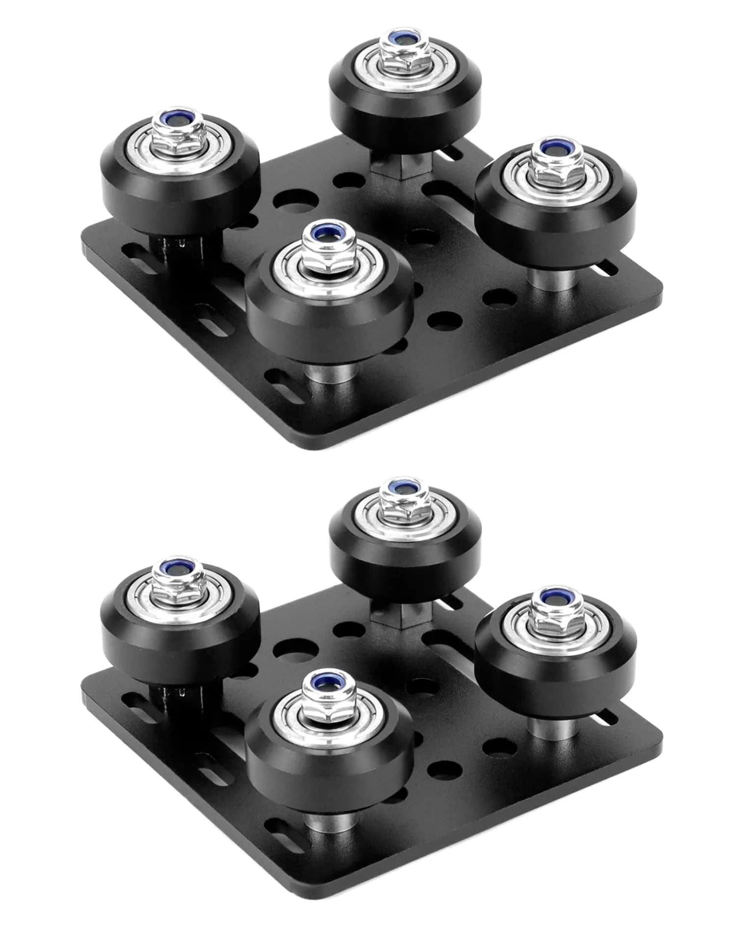 QWORK 2020V V-Wheel Plate Gantry Rod Plate with Wheel, 2 Pack, 65mm X 65mm | Compatible with 2020V Aluminum Extrusion - main product image