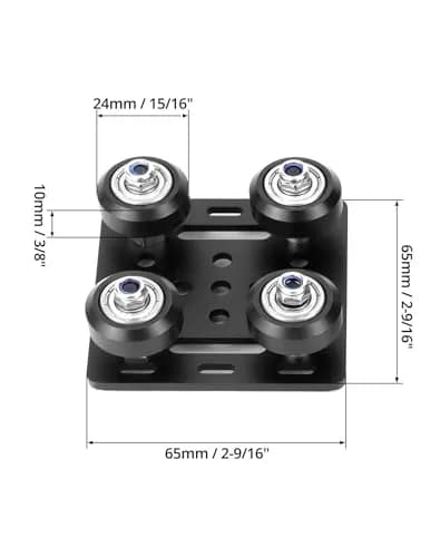 QWORK 2020V V-Wheel Plate Gantry Rod Plate with Wheel, 2 Pack, 65mm X 65mm | Compatible with 2020V Aluminum Extrusion thumbnail 6