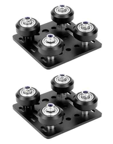 QWORK 2020V V-Wheel Plate Gantry Rod Plate with Wheel, 2 Pack, 65mm X 65mm | Compatible with 2020V Aluminum Extrusion thumbnail 1
