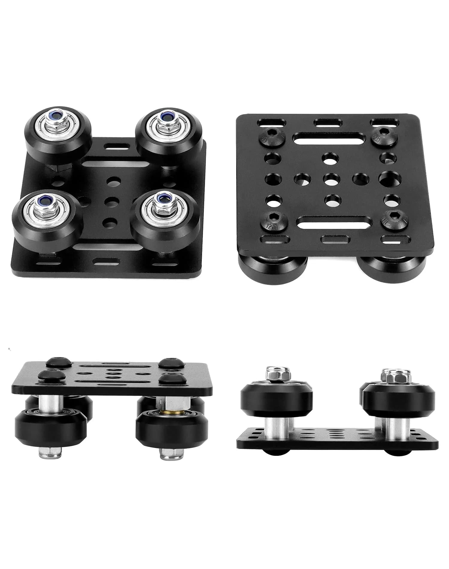 QWORK 2020V V-Wheel Plate Gantry Rod Plate with Wheel, 2 Pack, 65mm X 65mm | Compatible with 2020V Aluminum Extrusion - view 2