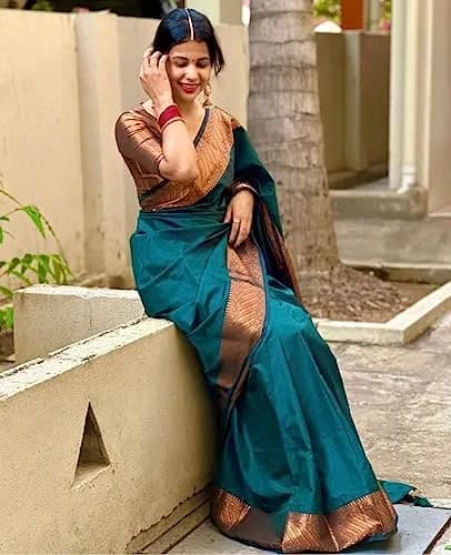 Avantika Fashion Kanjivaram Soft Pure Silk Banarasi Saree with Blouse Piece | 5.3m Saree, 0.8m Blouse thumbnail 5