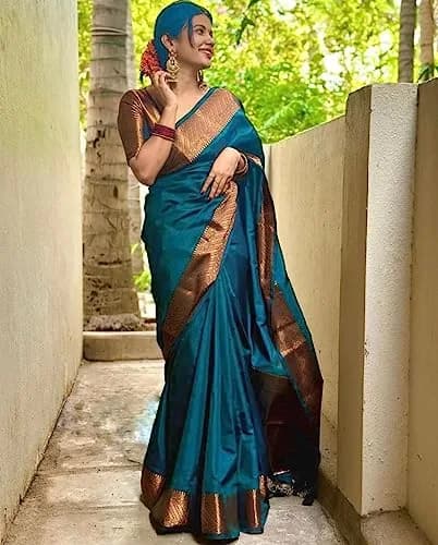 Avantika Fashion Kanjivaram Soft Pure Silk Banarasi Saree with Blouse Piece | 5.3m Saree, 0.8m Blouse thumbnail 2