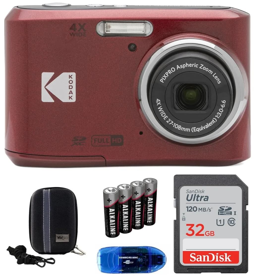 Kodak Pixpro FZ45 Digital Camera Bundle (Red) | 16MP CMOS Sensor, 4x Optical Zoom, Full HD Video - main product image