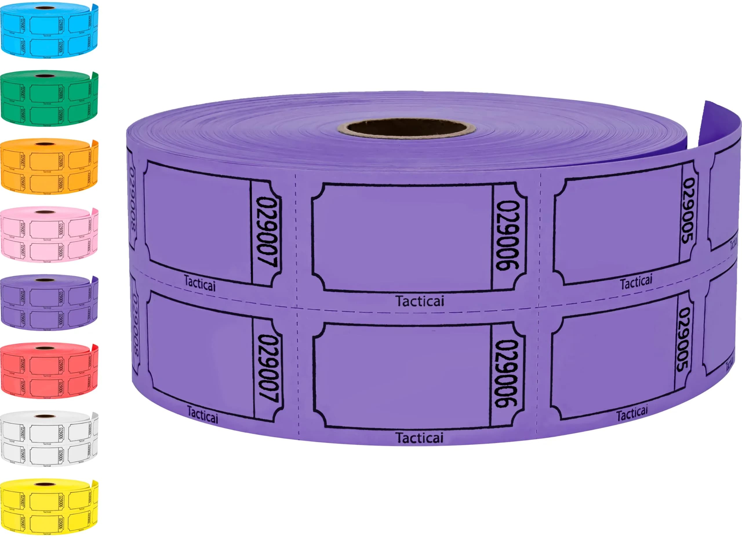 Tacticai Purple Raffle Tickets Double Roll (1000 Tickets) | Blank Bulk Pack Office Product - main product image