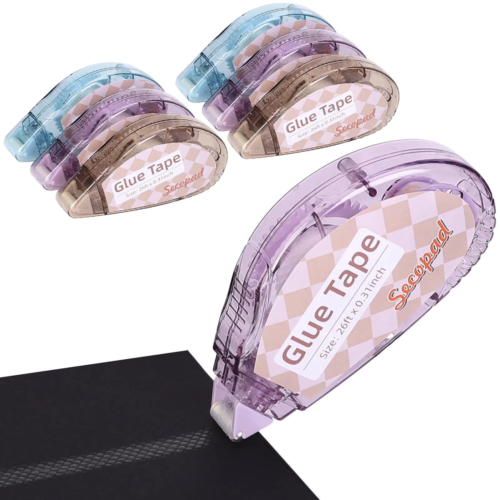 Secopad Double Sided Tape for Crafts 6 Pack, 0.3in x 26ft Each | Mess-Free Adhesive for Scrapbooking - main product image