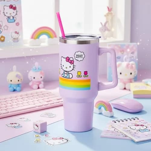 Silver Buffalo Sanrio Hello Kitty Spring Stainless Steel Tumbler 1183ml (40oz) | Keeps Drinks Hot 4 Hrs, Cold 6 Hrs thumbnail 5