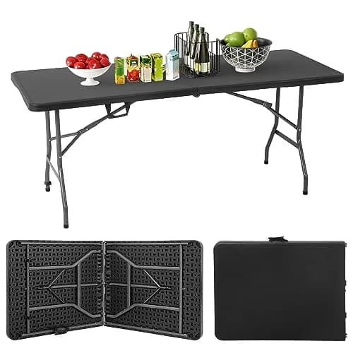 PayLessHere 6FT Folding Table Black | Portable Plastic Table for Indoor & Outdoor Use thumbnail 1