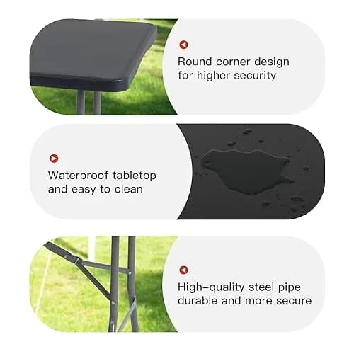 PayLessHere 6FT Folding Table Black | Portable Plastic Table for Indoor & Outdoor Use thumbnail 5