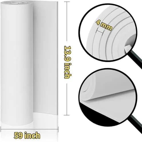 MEARCOOH White EVA Foam Sheets Roll 4mm Thick (13.9" x 59") | High Density 86kg/m3 Cosplay Craft Foam thumbnail 2