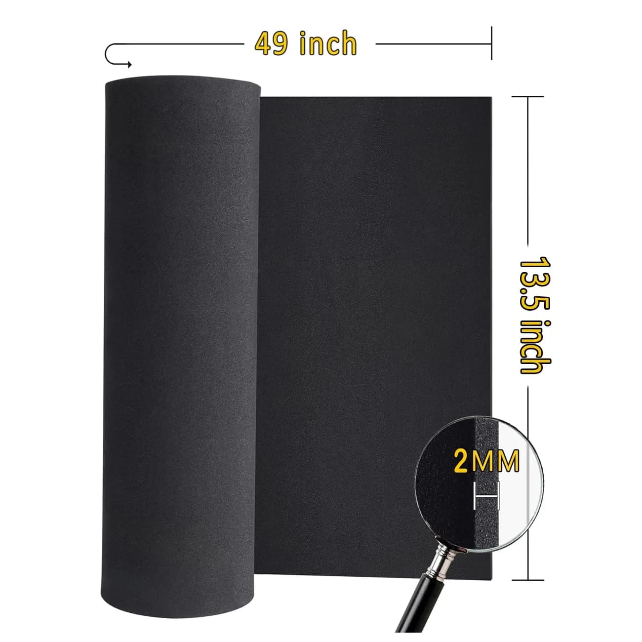 MEARCOOH Black EVA Foam Sheets Roll 2mm Thick (49" x 13.5") | High Density 86kg/m3 Craft Foam for Cosplay & DIY - view 3