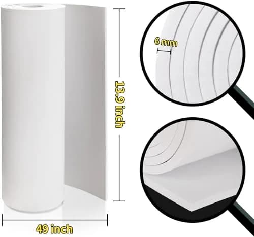 MEARCOOH White EVA Foam Sheets Roll 6mm Thick | 35.3cm x 124.5cm (13.9" x 49") | High Density 86kg/m³ for Cosplay & Crafts thumbnail 3