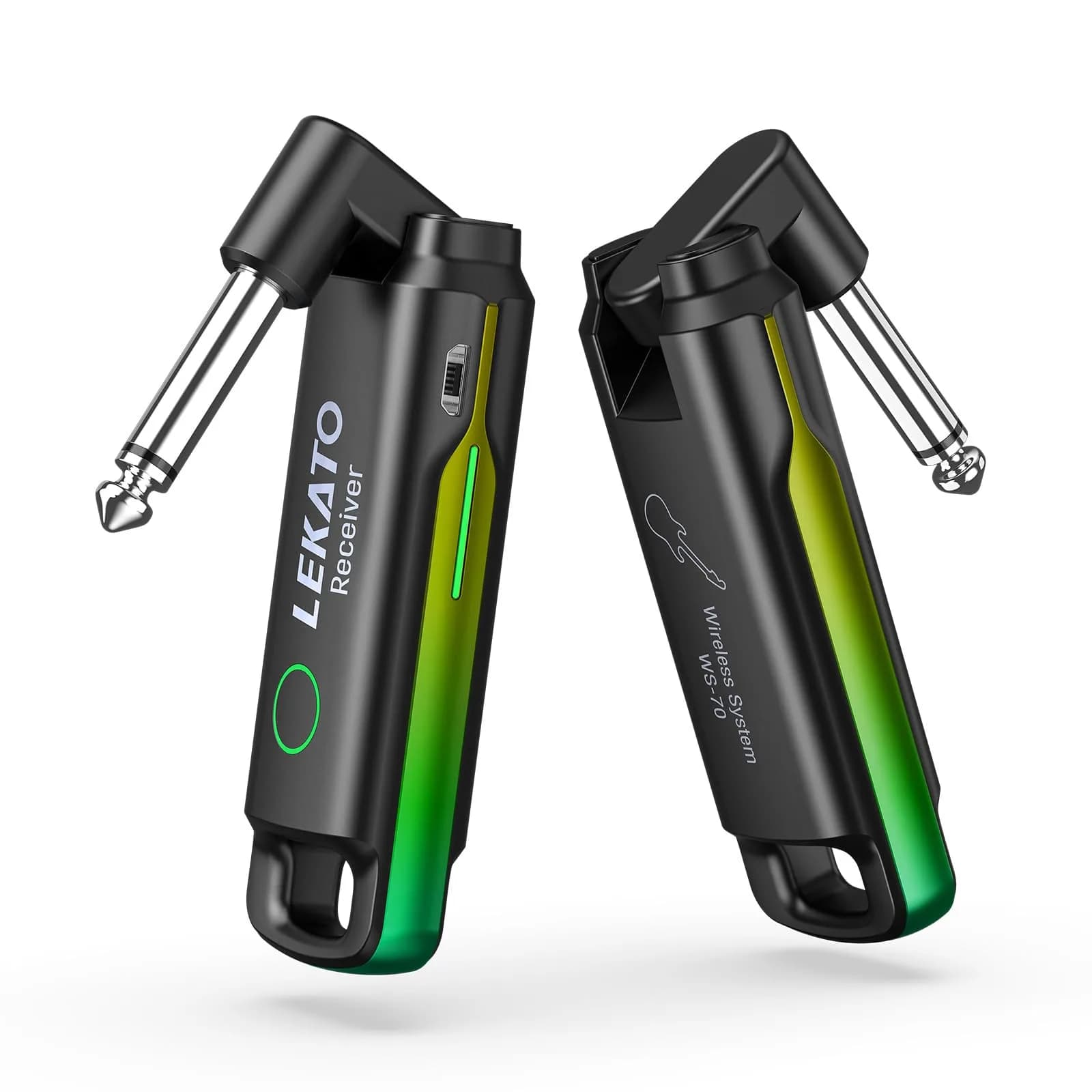 LEKATO UHF Wireless Guitar System with 70 Channels & Rechargeable Battery, Green | Low Latency <3ms — Green