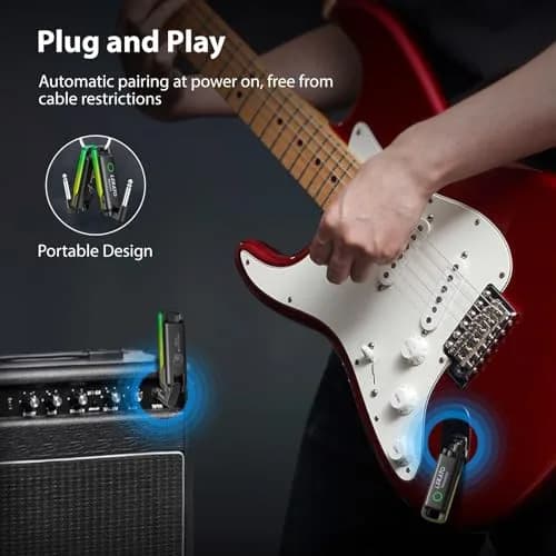 LEKATO UHF Wireless Guitar System with 70 Channels & Rechargeable Battery, Green | Low Latency <3ms thumbnail 8
