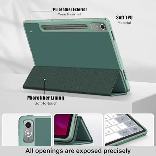 DINGGUAGUA Dark Green Case for Lenovo Tab P12 12.7 Inch (2023/2024) | Multi-Angle Stand Cover with Auto Sleep/Wake thumbnail 3