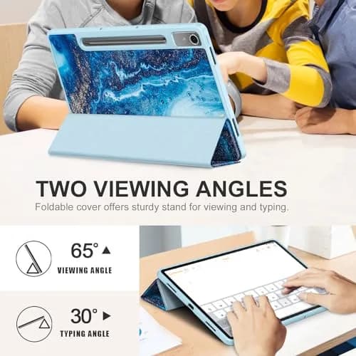 DingGuagua Sea Wave Case for Lenovo Tab P12 12.7 Inch (2023/2024) TB-370FU, Soft TPU Back Shell with Multi-Angle Stand thumbnail 4