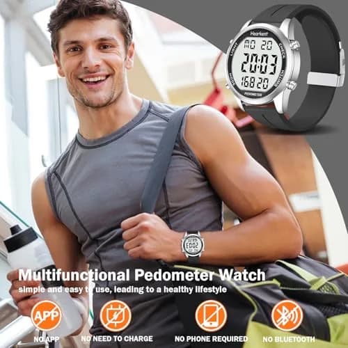 Hearkent Pedometer Watch for Walking for Senior Step Counter Watch | Waterproof, Large Display, Simple Control thumbnail 2