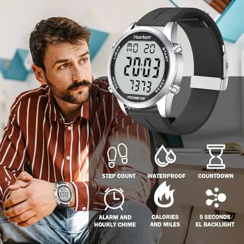 Hearkent Pedometer Watch for Walking for Senior Step Counter Watch | Simple, Waterproof, Large Display thumbnail 2