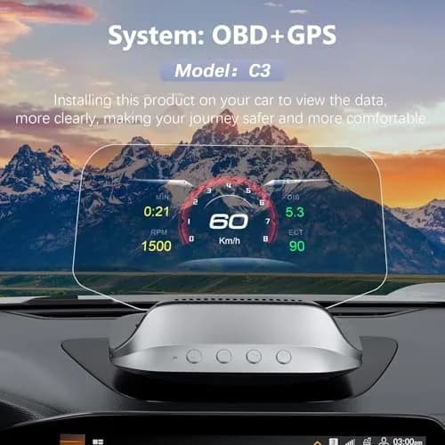 AZIJYV Heads Up Display for Cars C3 | Car Speedometer & Water Temp | Suitable for All Cars thumbnail 2