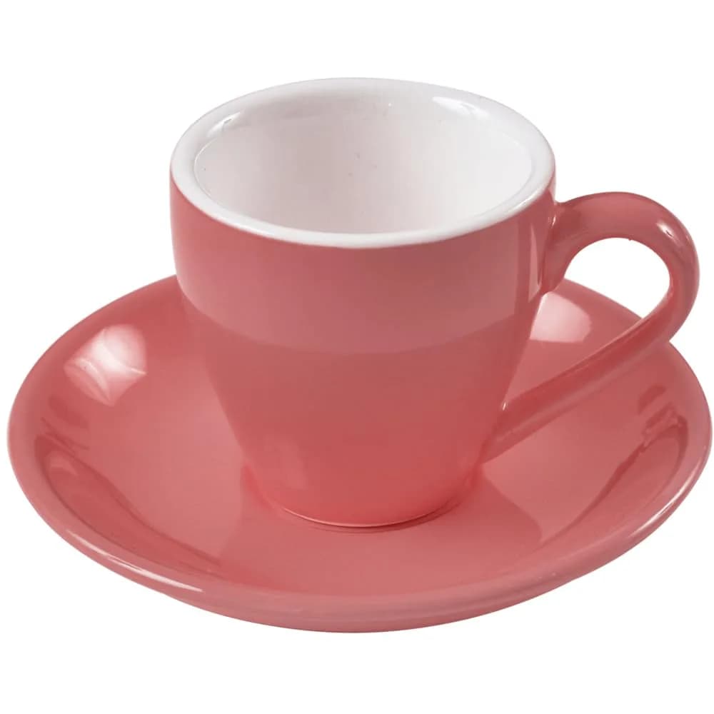 ionEgg Pink Porcelain Espresso Cup with Saucer, 80ml (2.7Oz) - Pro-Grade Lead-Free Ceramic - main product image