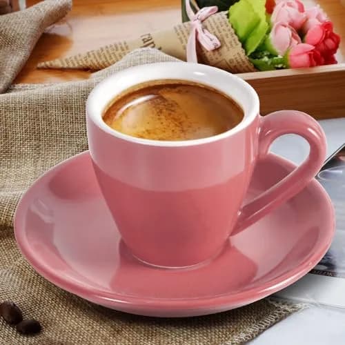 ionEgg Porcelain Espresso Cup with Saucer, 80ml/2.7Oz, Pink | Elegant Mini Coffee Shot Cup for Daily Use thumbnail 5