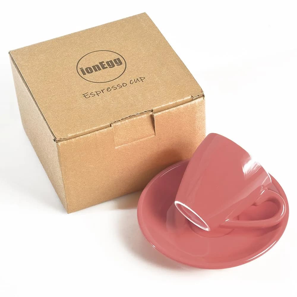 ionEgg Pink Porcelain Espresso Cup with Saucer, 80ml (2.7Oz) - Pro-Grade Lead-Free Ceramic - view 2