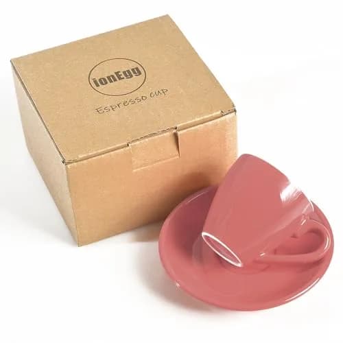 ionEgg Porcelain Espresso Cup with Saucer, 80ml/2.7Oz, Pink | Elegant Mini Coffee Shot Cup for Daily Use thumbnail 2