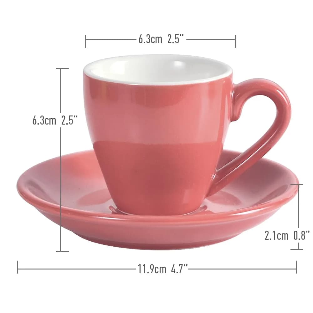 ionEgg Pink Porcelain Espresso Cup with Saucer, 80ml (2.7Oz) - Pro-Grade Lead-Free Ceramic - view 3