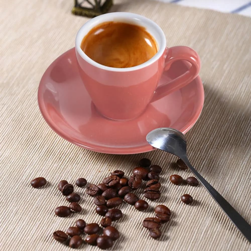 ionEgg Pink Porcelain Espresso Cup with Saucer, 80ml (2.7Oz) - Pro-Grade Lead-Free Ceramic - view 4