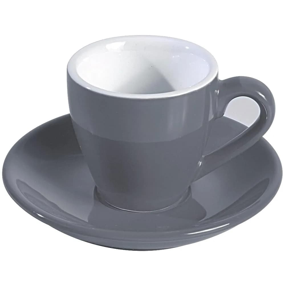 ionEgg Porcelain Espresso Cup with Saucer, 80ml (2.7Oz) - Stylish Gray Ceramic - main product image