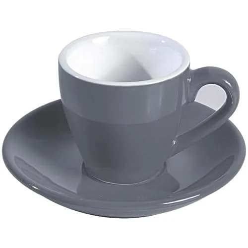 ionEgg Porcelain Espresso Cup with Saucer, 80ml/2.7Oz, Grey | Elegant Mini Coffee Shot Cup for Daily Use thumbnail 1