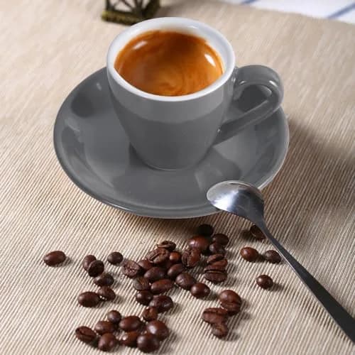 ionEgg Porcelain Espresso Cup with Saucer, 80ml/2.7Oz, Grey | Elegant Mini Coffee Shot Cup for Daily Use thumbnail 4