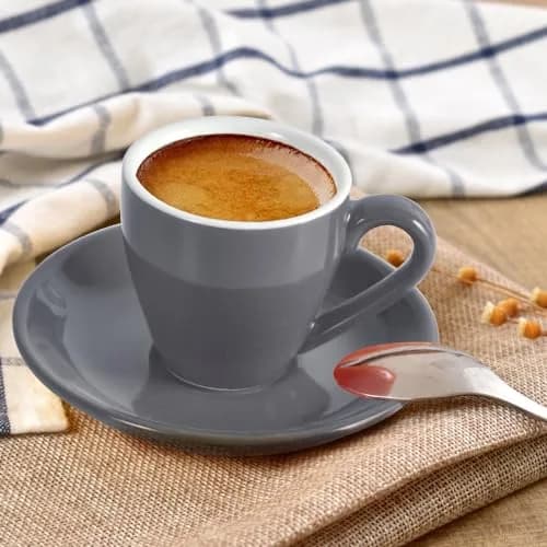 ionEgg Porcelain Espresso Cup with Saucer, 80ml/2.7Oz, Grey | Elegant Mini Coffee Shot Cup for Daily Use thumbnail 5