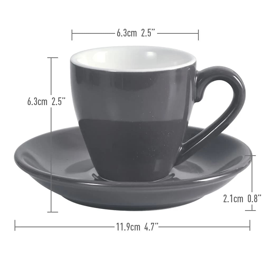 ionEgg Porcelain Espresso Cup with Saucer, 80ml (2.7Oz) - Stylish Gray Ceramic - view 3