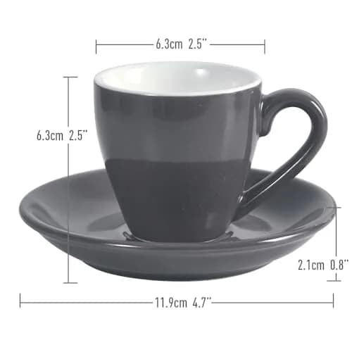 ionEgg Porcelain Espresso Cup with Saucer, 80ml/2.7Oz, Grey | Elegant Mini Coffee Shot Cup for Daily Use thumbnail 3