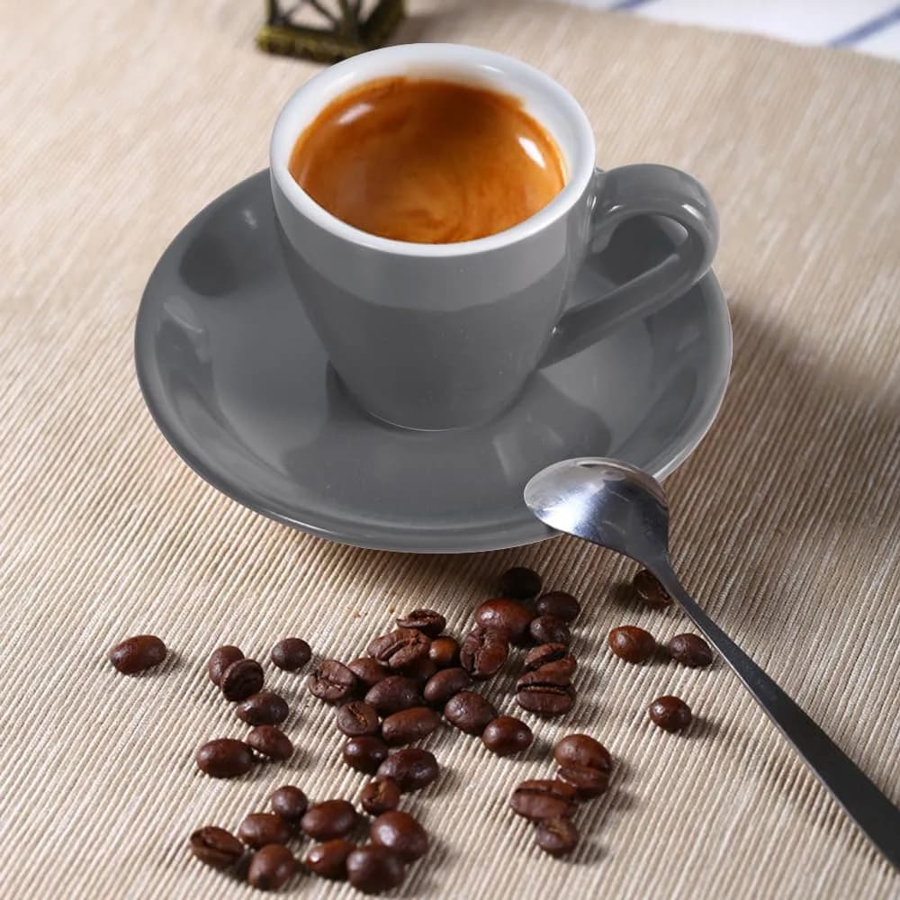 ionEgg Porcelain Espresso Cup with Saucer, 80ml (2.7Oz) - Stylish Gray Ceramic - view 4