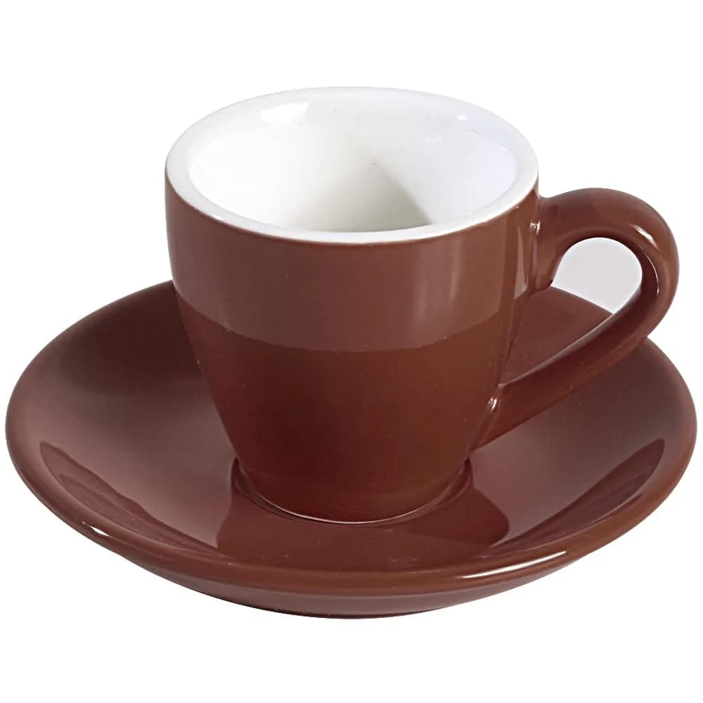 ionEgg Brown Porcelain Espresso Cup with Saucer, 80ml (2.7Oz) - Pro-Grade Lead-Free Ceramic - main product image