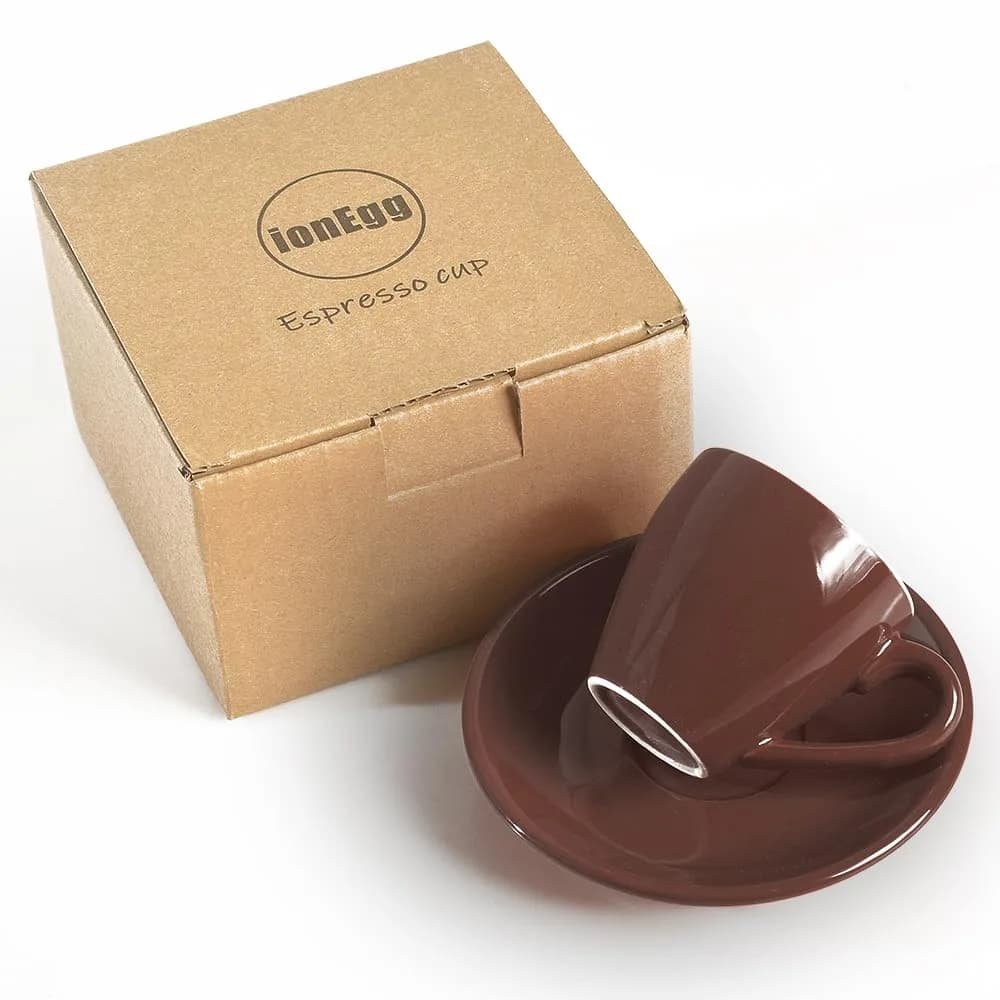 ionEgg Brown Porcelain Espresso Cup with Saucer, 80ml (2.7Oz) - Pro-Grade Lead-Free Ceramic - view 2