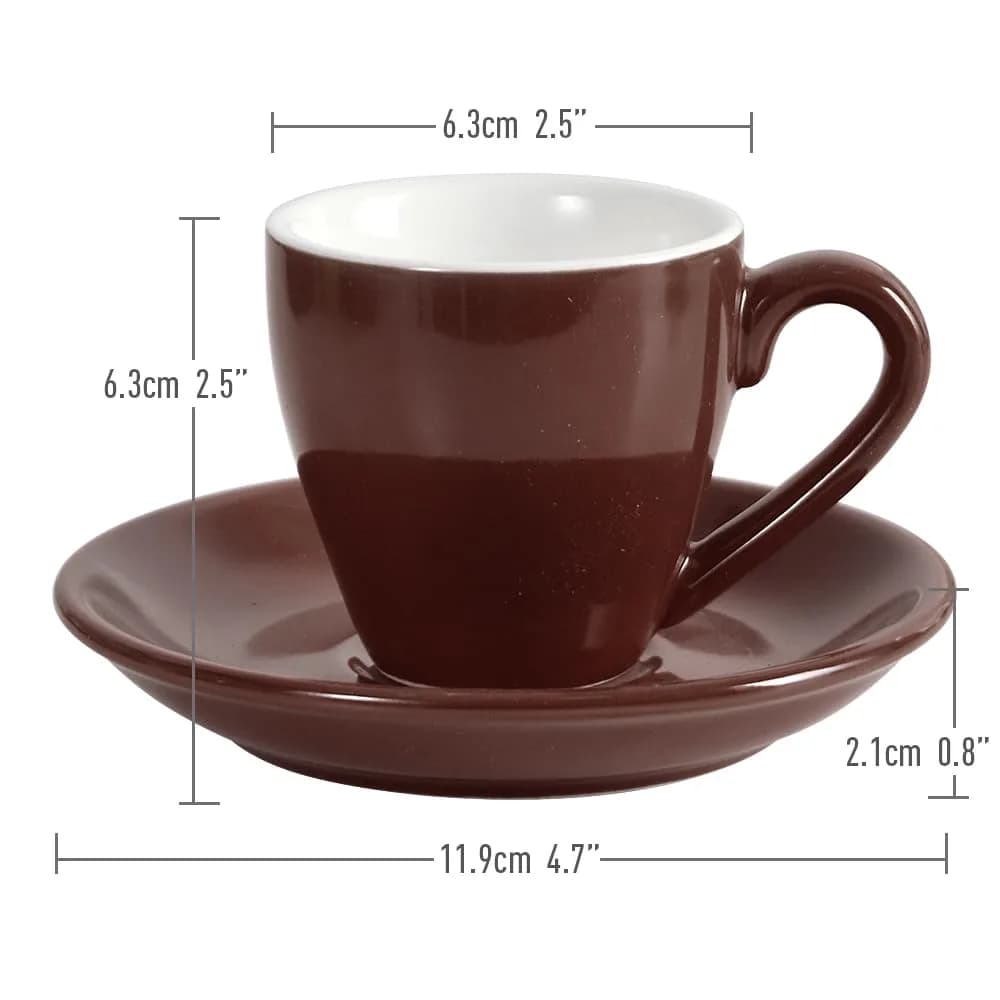 ionEgg Brown Porcelain Espresso Cup with Saucer, 80ml (2.7Oz) - Pro-Grade Lead-Free Ceramic - view 3