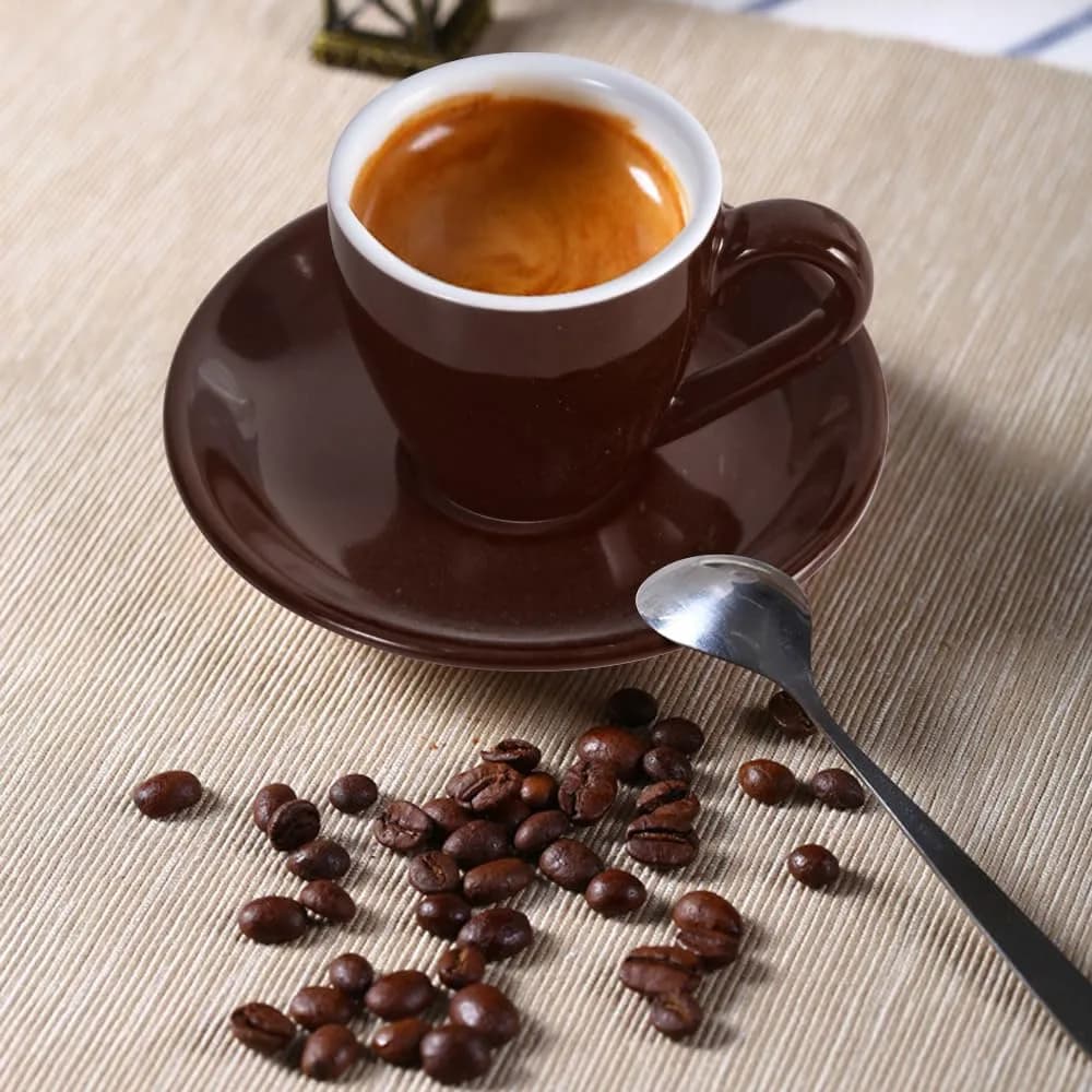 ionEgg Brown Porcelain Espresso Cup with Saucer, 80ml (2.7Oz) - Pro-Grade Lead-Free Ceramic - view 4