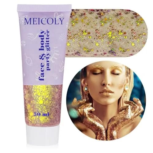 MEICOLY Chameleon Gold Body Glitter Gel 50g (1.76 oz) | Color Changing Sparkle for Festivals thumbnail 1