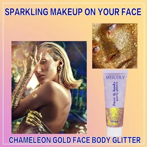 MEICOLY Chameleon Gold Body Glitter Gel 50g (1.76 oz) | Color Changing Sparkle for Festivals thumbnail 2