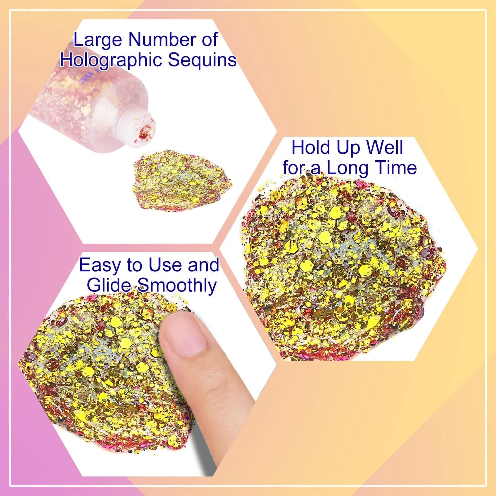 MEICOLY Chameleon Gold Body Glitter Gel 50g (1.76 oz) | Color Changing Sparkle for Festivals - view 3