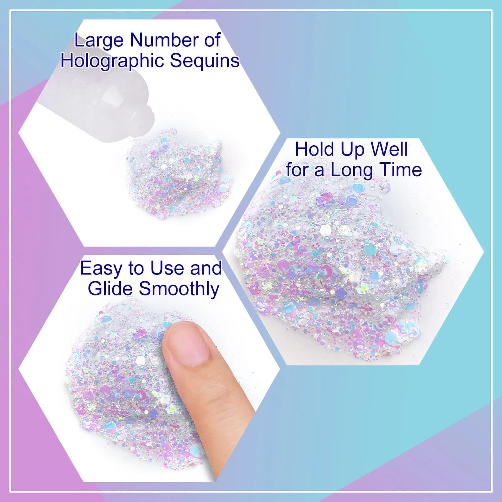 MEICOLY Chameleon Iridescent White Body Glitter Gel | Color-Shifting Sparkle for Festivals & Parties - view 2