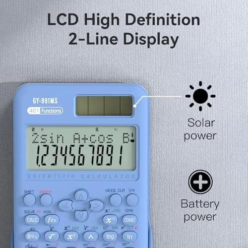 ROATEE 991MS Scientific Calculator 401 Functions | 2-Line Display, Blue, School & College Use thumbnail 4