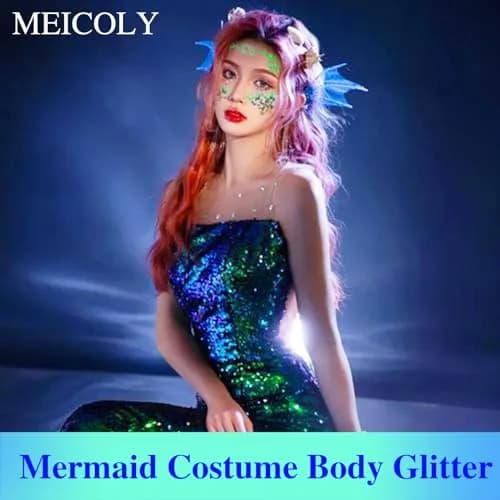 MEICOLY Chameleon Green Chunky Glitter Gel 50ml | Self-Adhesive Face, Body & Hair Sparkle - view 2