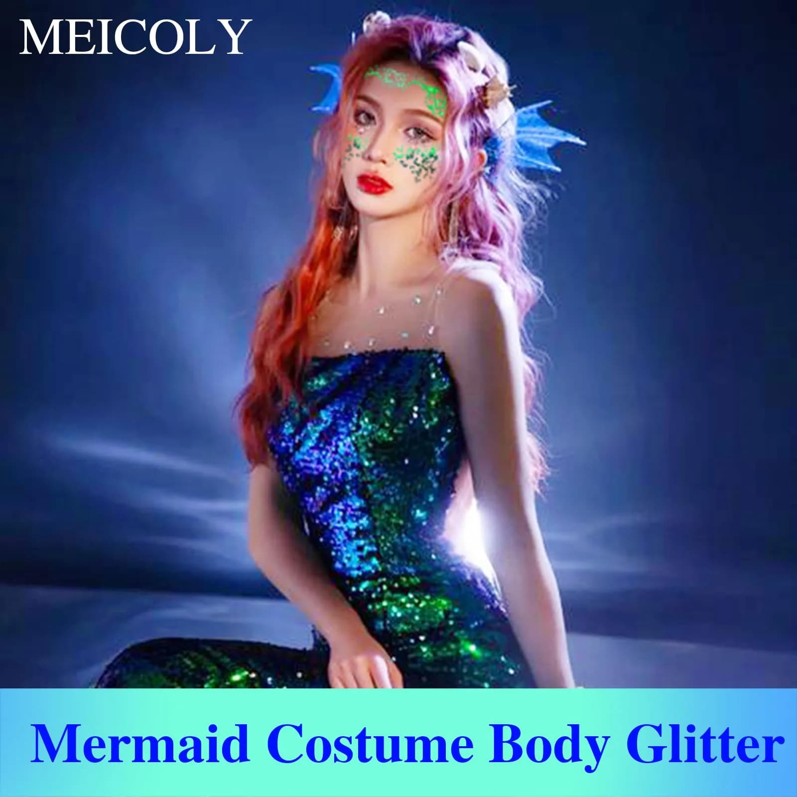 MEICOLY Chameleon Green Chunky Glitter Gel 50ml | Self-Adhesive Face, Body & Hair Sparkle thumbnail 2
