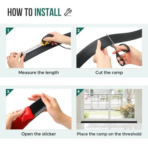 Boiarc Threshold Ramps for Doorways 3/8'' Rise-6.6Ft Long | Rubber Non-slip Threshold Strip thumbnail 8